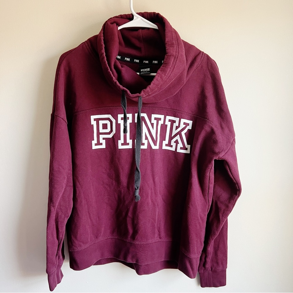 Victoria’s Secret Pink Burgundy Cowlneck Pullover Sweatshirt